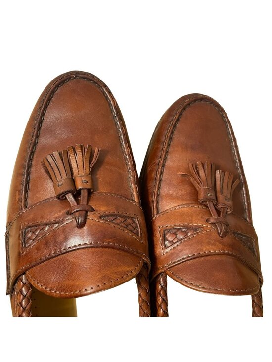 Allen Edmonds Maxfield Tassel Braided Loafers Size 13B Brown Leather 47716 main image 7
